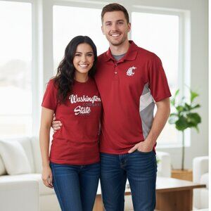 Washington State Cougars Fan Bundle! Men's Polo & Women's T-Shirt - Sizes-Large